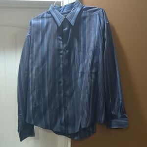 Puritan Men's Navy Striped Dress Shirt Size 2xl 18.5 36/37